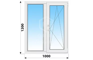 Двухстворчатое пластиковое окно 1000x1200 Г-ПО