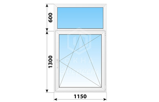 Одностворчатое пластиковое окно с глухой фрамугой 1150x1900 ПО