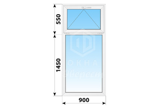 Одностворчатое пластиковое окно с откидной фрамугой 900x2000 Г