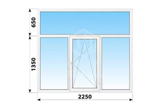 Трехстворчатое пластиковое окно с глухой цельной фрамугой 2250x2000 Г-ПО-Г