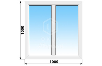 Двухстворчатое пластиковое окно 1000x1000 Г-Г